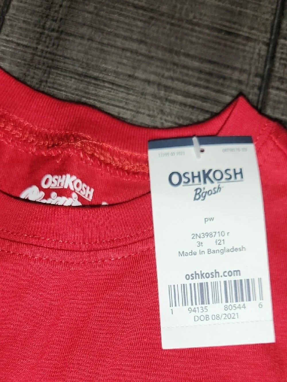 NWT OshKosh B'gosh Red 'Tree-Rex' Holiday Dinosaur Long-Sleeve Tee